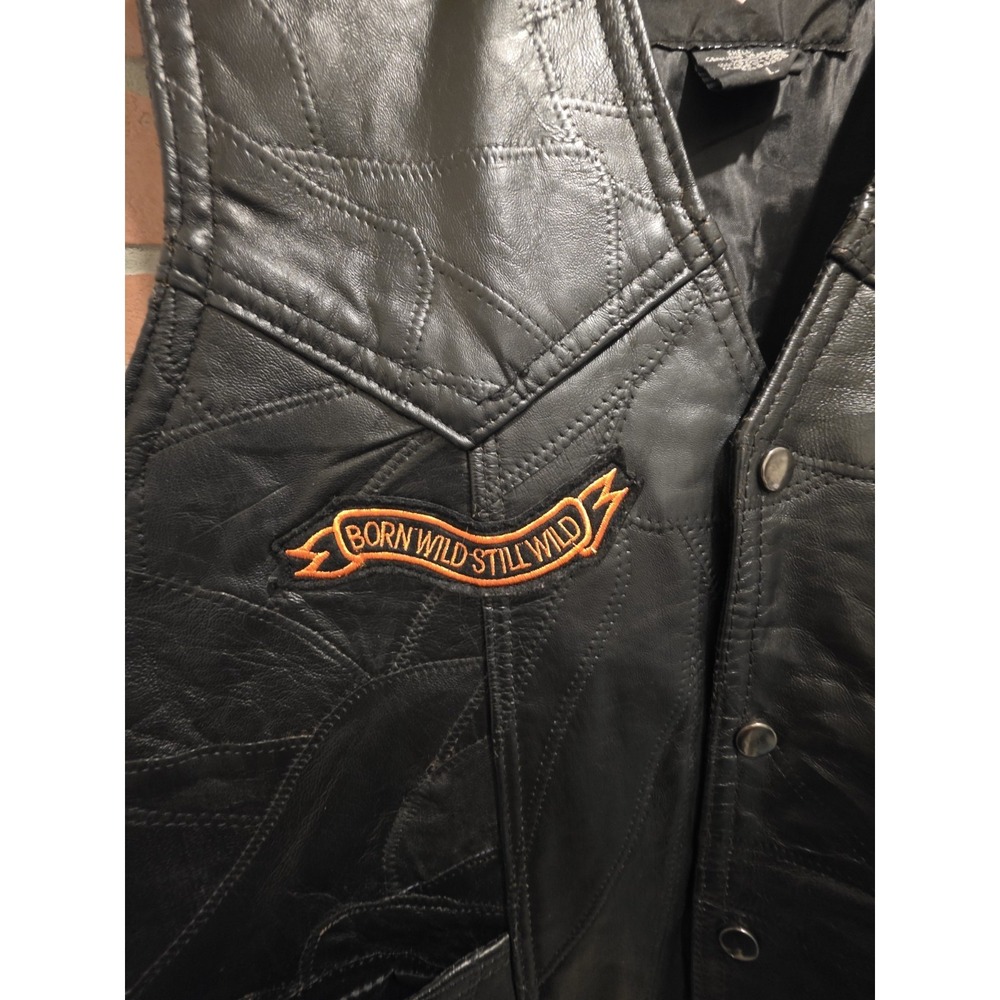 Diamond Plate Buffalo Leather Biker Motorcycle Vest Large  Patches.        Sku 3 - Picture 6 of 14